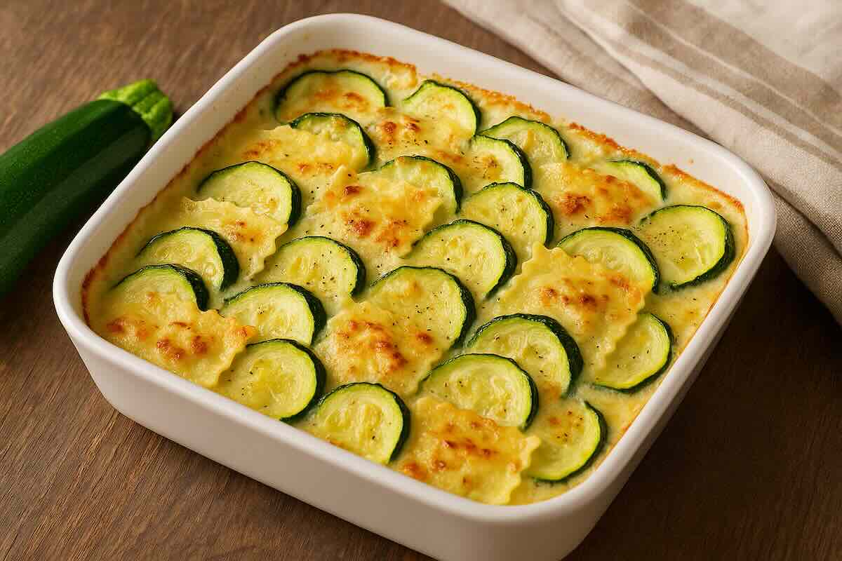 Gratin de ravioles aux courgettes